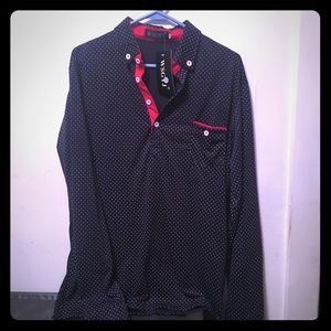 Men's navy/polka dot long sleeve pullover